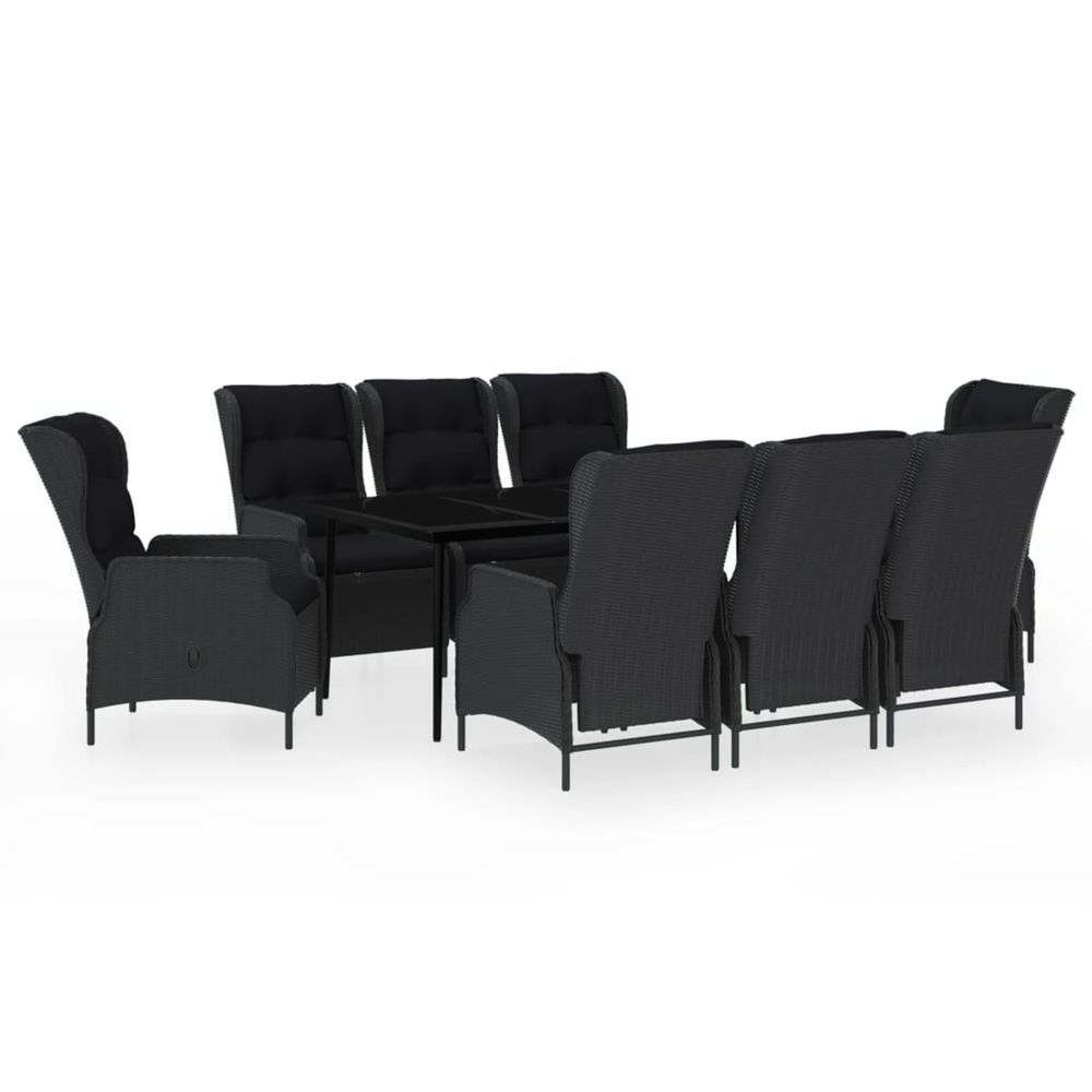 Ensemble à manger de jardin 9 pcs gris foncé
