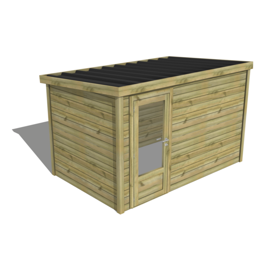 Abri de jardin bois pin traité autoclave 27mm - essentiel - 3,44x2,14m / 7m2 - bac acier - abri français