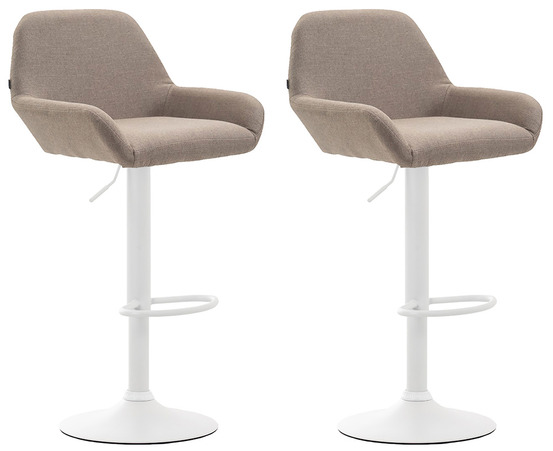 Lot de 2 tabourets de bar braga tissu blanc