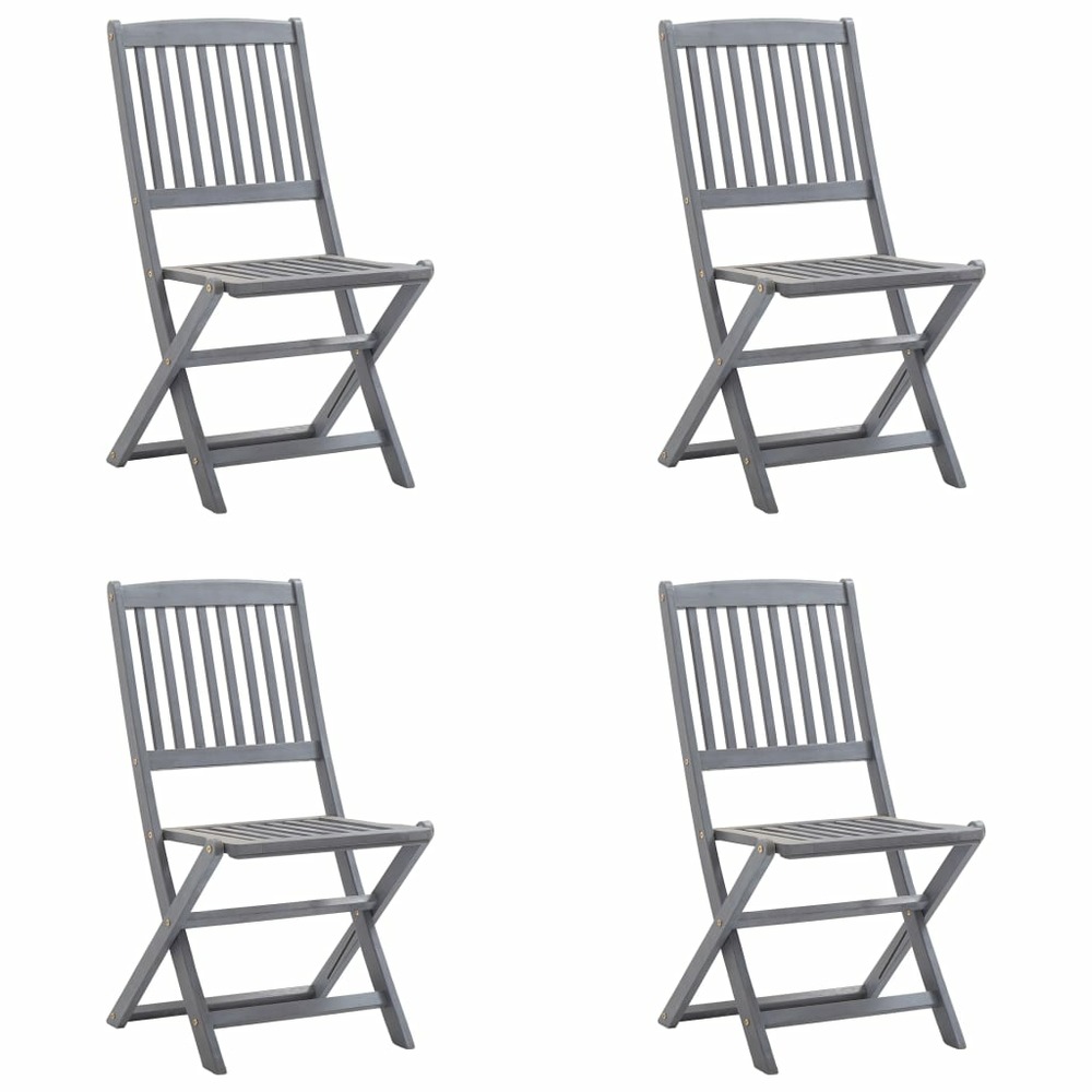 Chaises pliables d'extérieur lot de 4 et coussins bois d'acacia