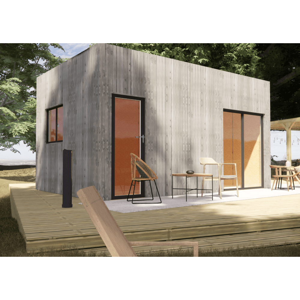 Bureau de jardin 4 saisons en bois 5,5 x 3,5 x 3,2 m / isolation re2020 avec plancher isolé