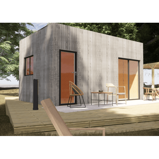 Bureau de jardin 4 saisons en bois 5,5 x 3,5 x 3,2 m / isolation re2020 avec plancher isolé