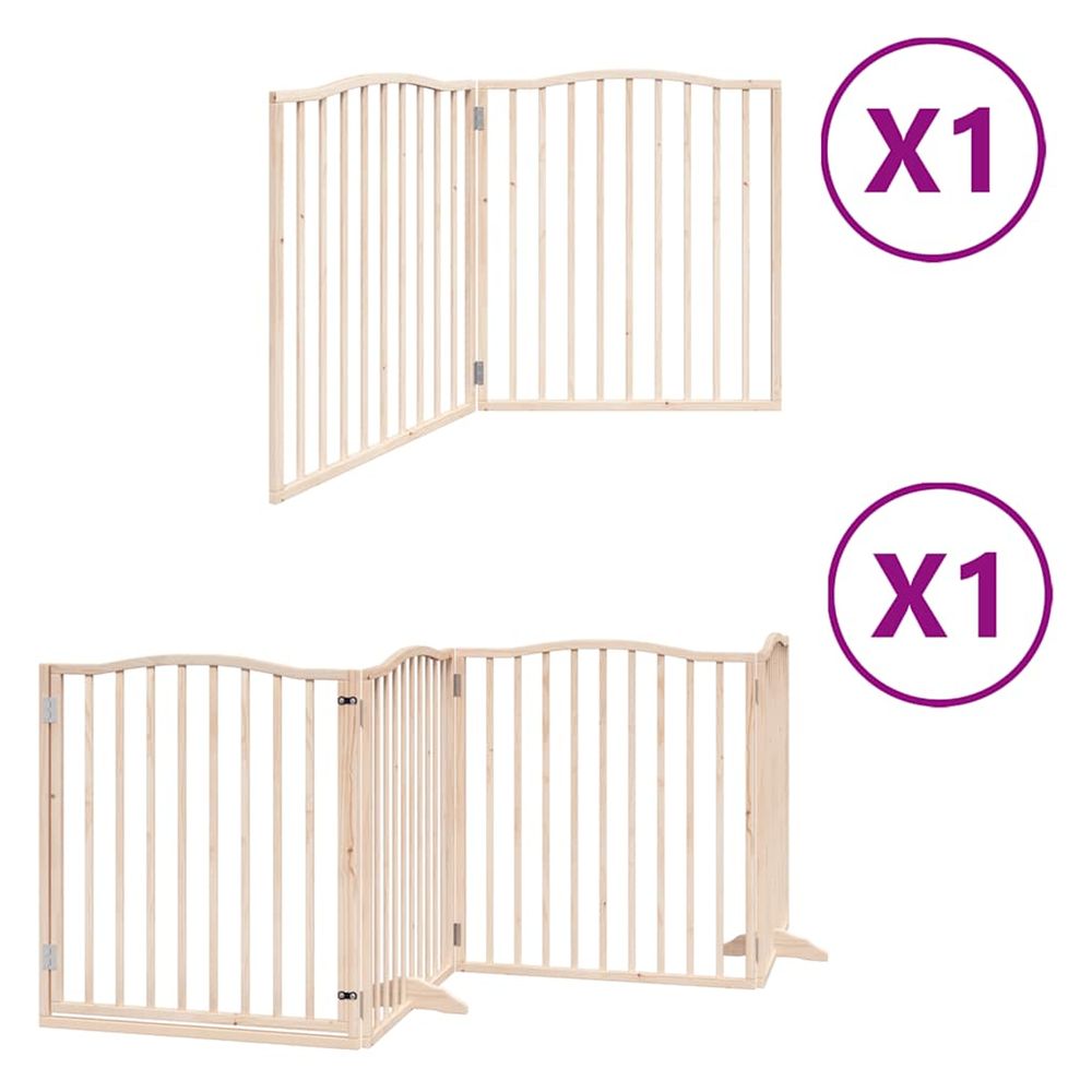 Barrière pour chien avec porte pliable 6 panneaux bois peuplier
