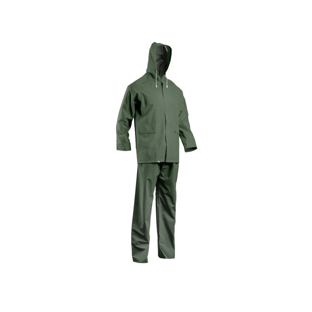Ensemble de pluie veste et pantalon double enduction pvc vert t2xl 50203