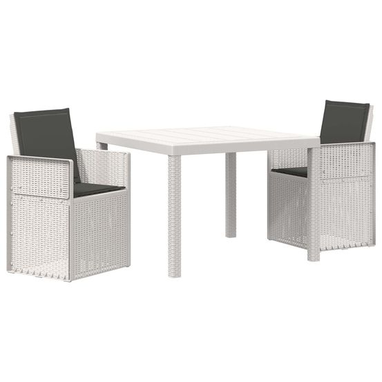 Ensemble de salle à manger pour jardin 3 pc blanc et anthracite