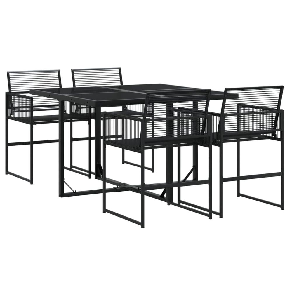 Ensemble à manger de jardin 5 pcs noir résine tressée