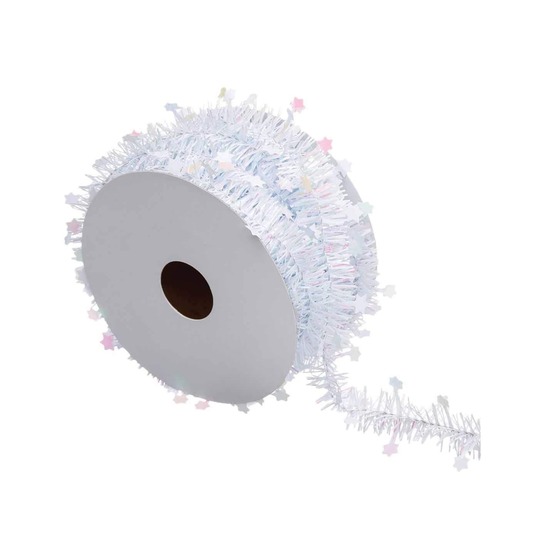 Rouleau guirlande de noel etoile 2 plis 3 m blanc