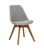 Chaise de table tissu chiné gris et pieds en bois foncé