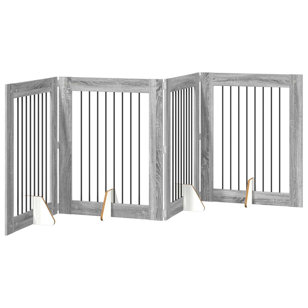 Porte de chien pliable avec supports 4 pcs sonoma gris 321 cm