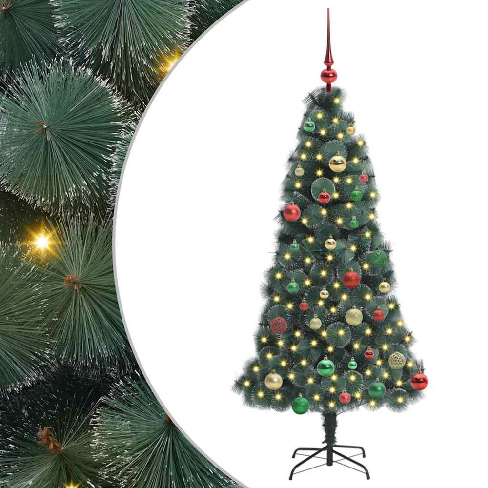 Sapin de noël artificiel pré-éclairé avec ensemble de boules
