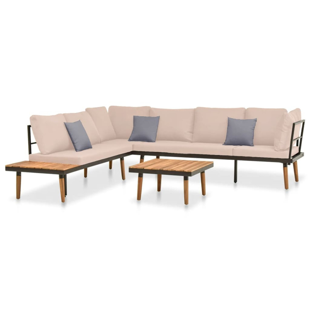 Salon de jardin 4 pcs avec coussins bois massif d'acacia