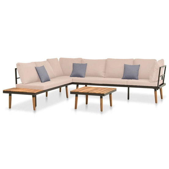 Salon de jardin 4 pcs avec coussins bois massif d'acacia