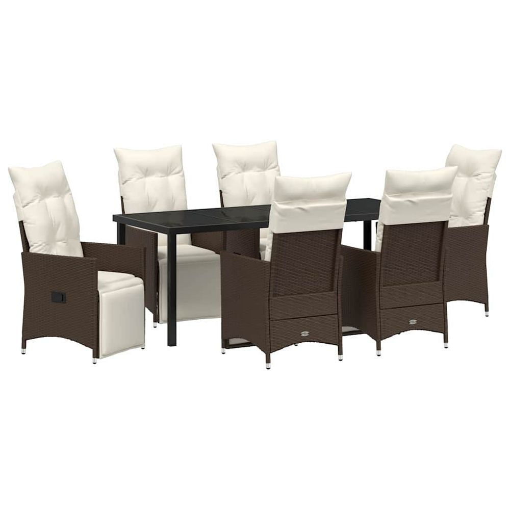 Ensemble de salle à manger pour jardin 7 pc marron polyrotin