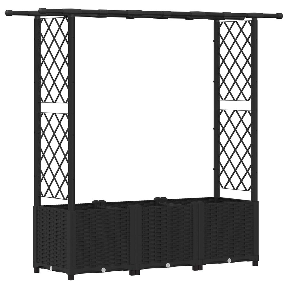 Lit élevé avec treillis et toit noir 162,5 x 40 x 136 cm pp