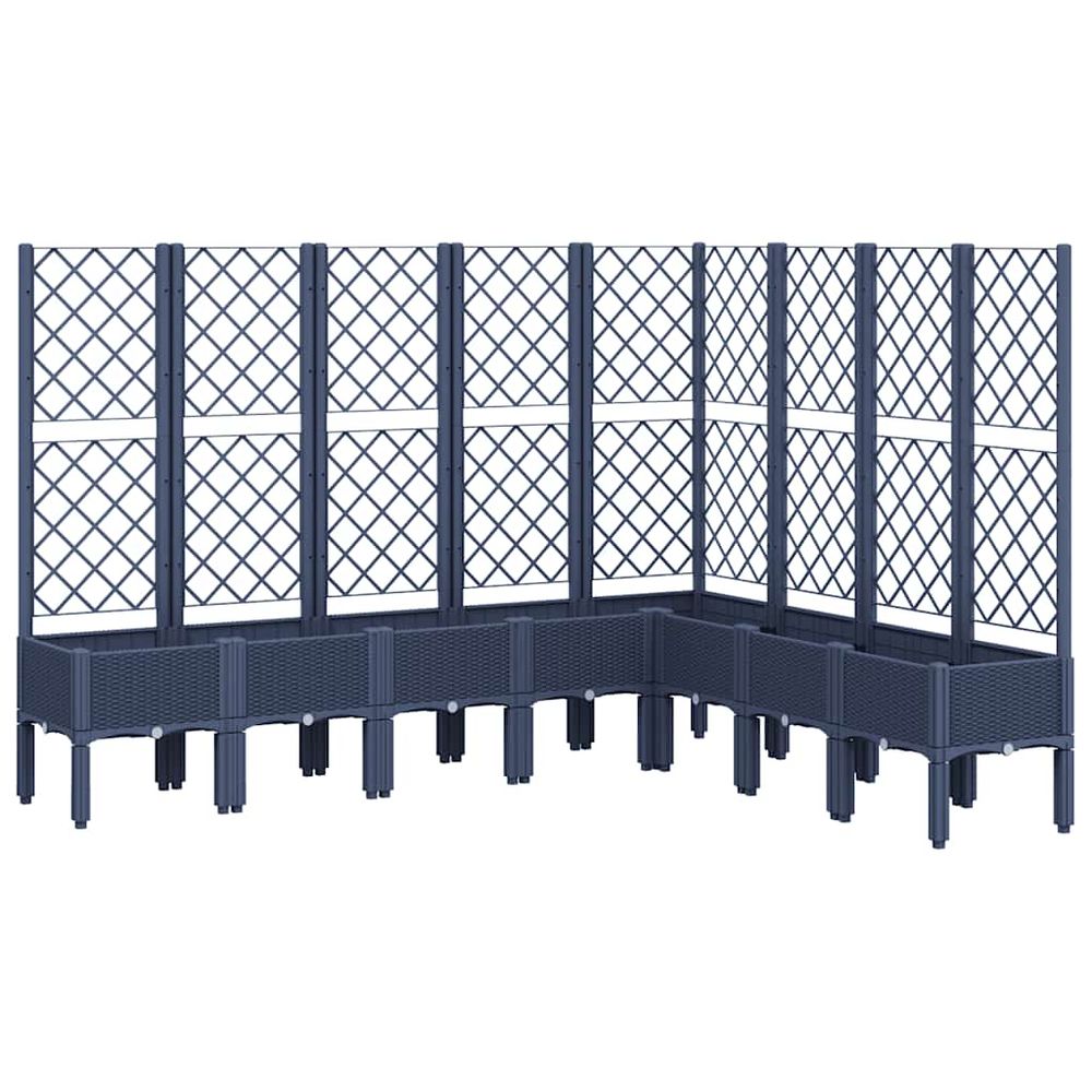 Jardinière avec treillis bleu gris 200x160x142 cm pp