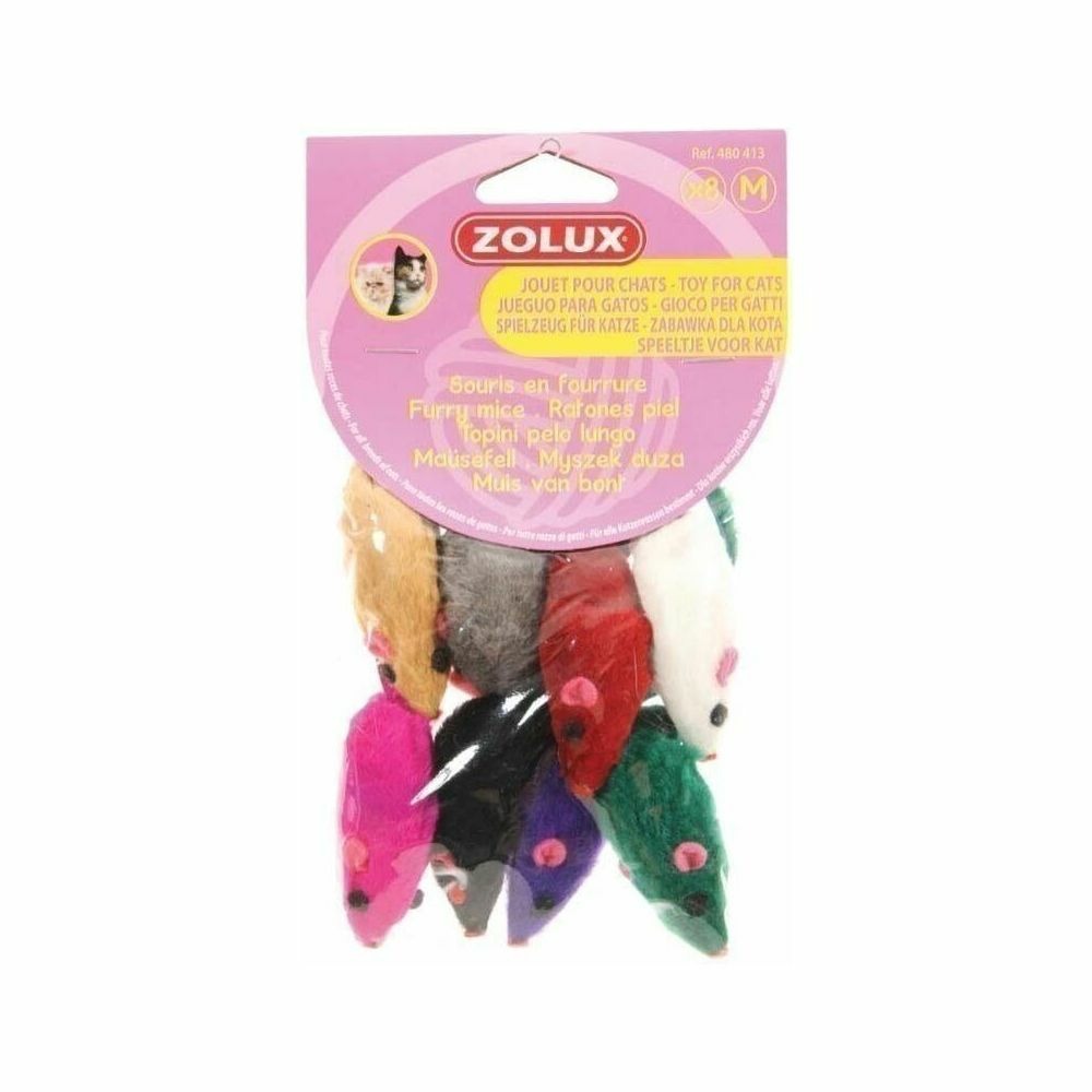 8 jouets pour chats souris en fourrure
