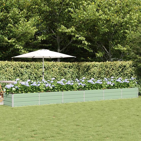 Jardinière géante acier vert 600x80x45 cm pour aménagements collectifs