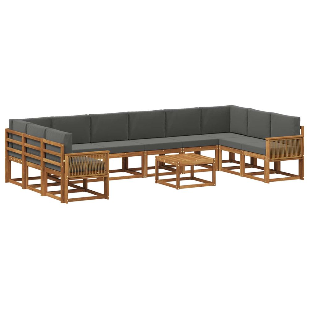 Ensemble de canapés d'extérieur 11 pc naturel et anthracite