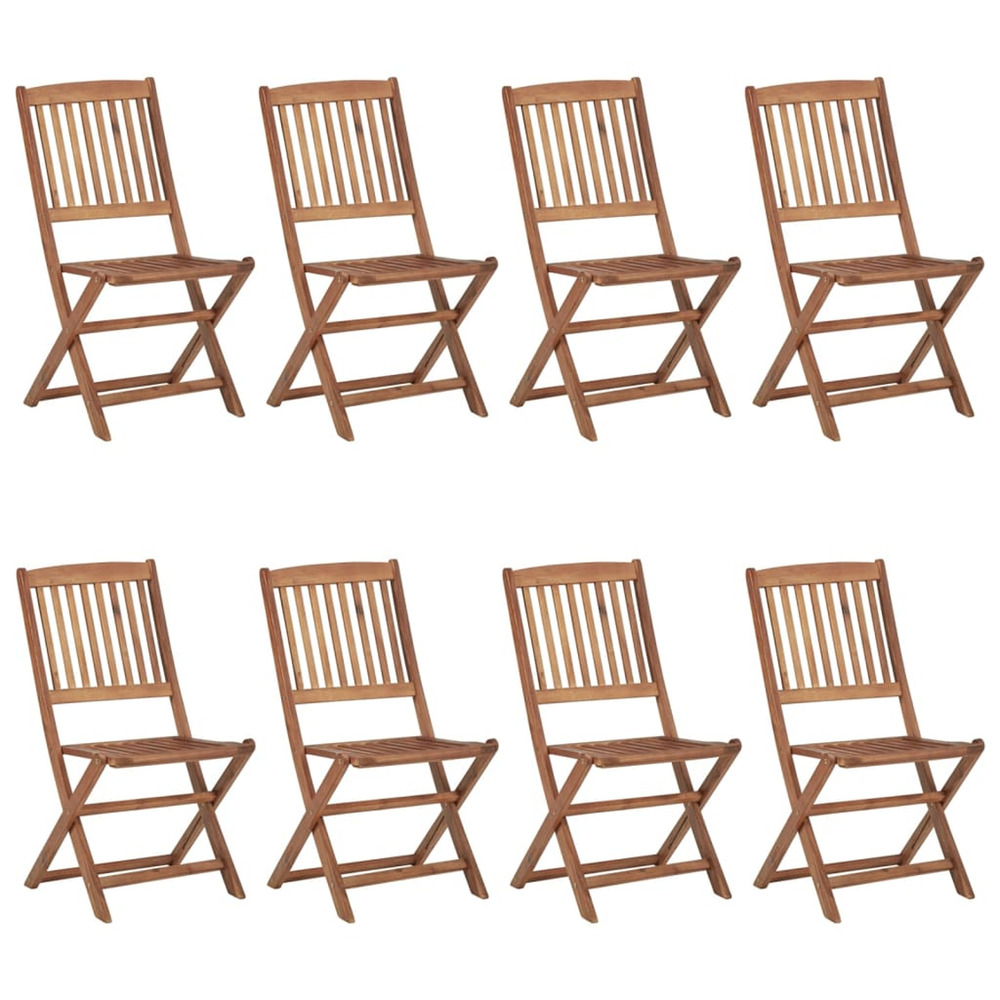 Chaises pliables d'extérieur lot de 8 bois d'acacia solide
