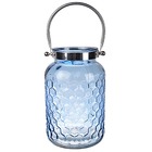 Grande lanterne verre bleu 29x18 cm