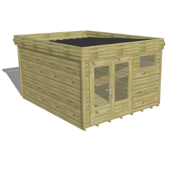 Abri de jardin bois pin traité autoclave 27mm - 3,44x4,34m / 15m2 - bac acier - plancher bois