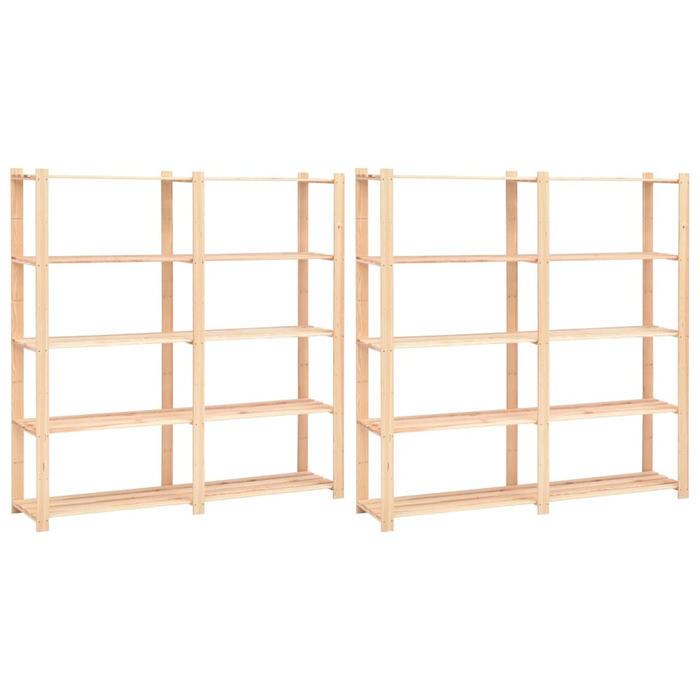 Étagères de rangement à 5 niveaux 2pcs 170x38x170 cm pin 500 kg