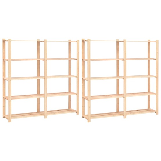 Étagères de rangement à 5 niveaux 2pcs 170x38x170 cm pin 500 kg