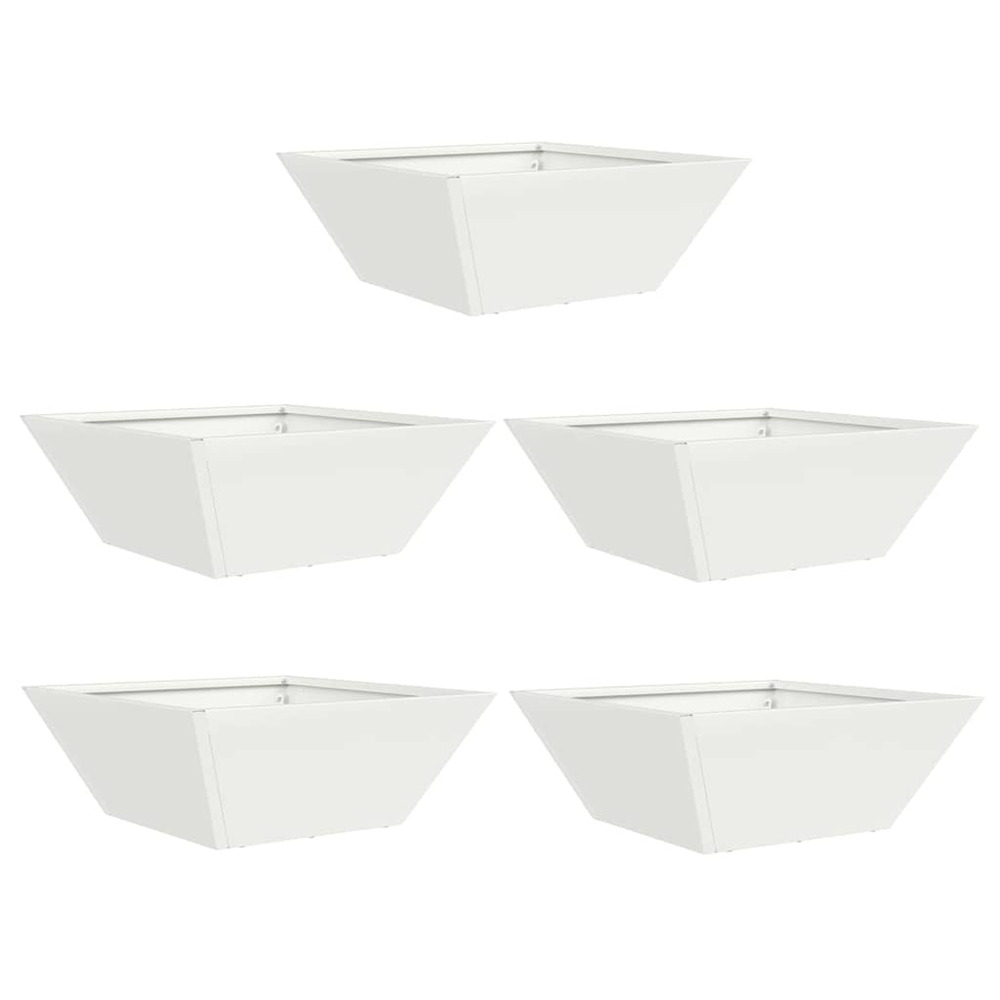 Cache-pot de jardin 5 pcs blanc 40 x 40 x 15 cm