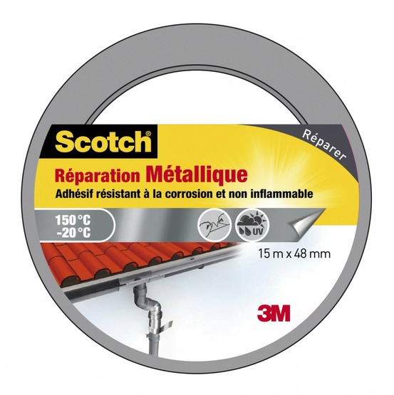 Adhésif scotch réparation une face métallique l.15 m x l.48 mm, métal