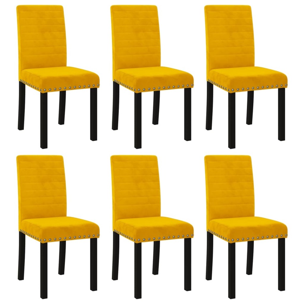 Chaises de salle à manger 6 pcs jaune velours
