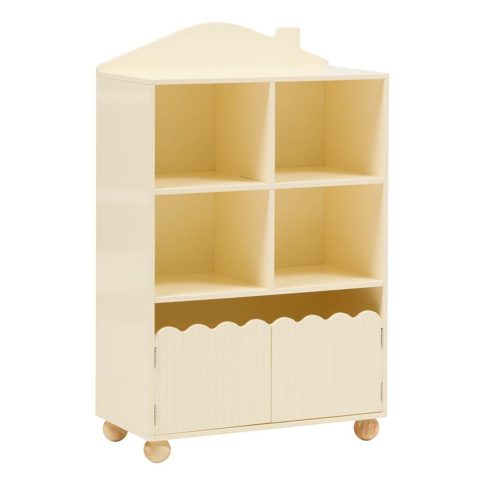 Bibliothèque enfant bouli 2 portes 4 cases beige 60x30x94,5 cm