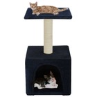 Arbre à chat griffoir grattoir niche jouet animaux peluché en sisal 55 cm bleu foncé
