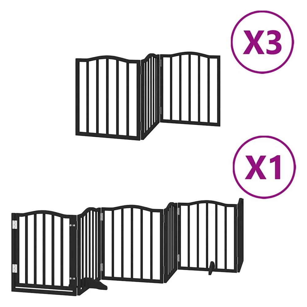 Barrière pour chien porte pliable 15panneaux noir bois peuplier