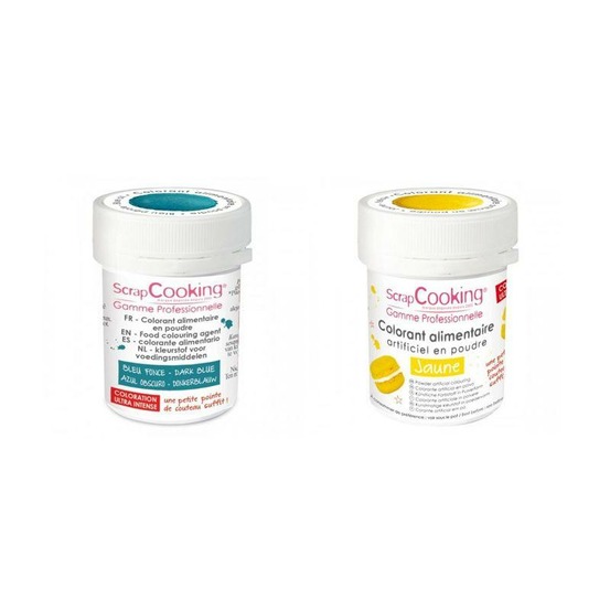 2 colorants alimentaires en poudre - bleu foncé-jaune