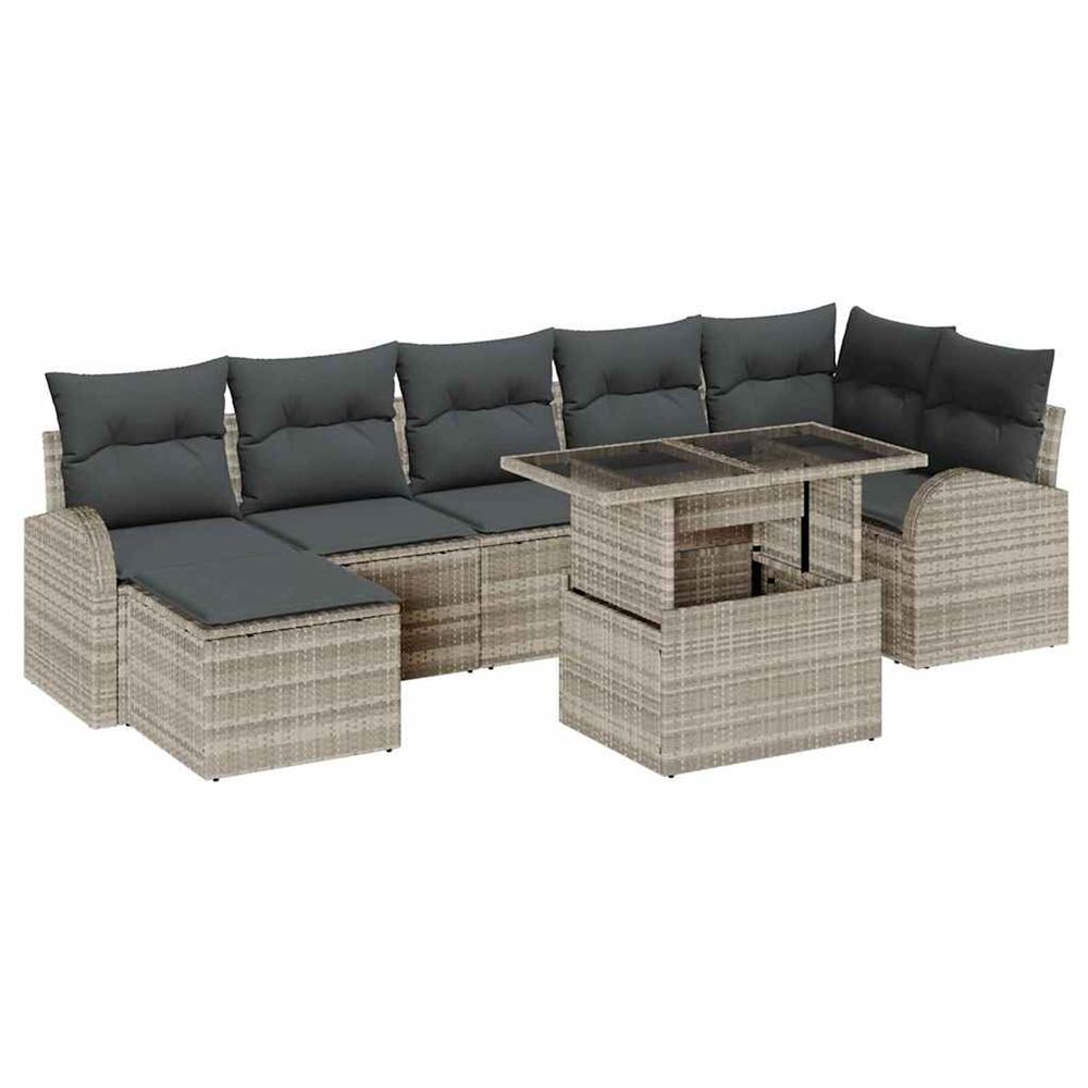Ensemble de canapé de jardin 8 pc gris clair poly rotin