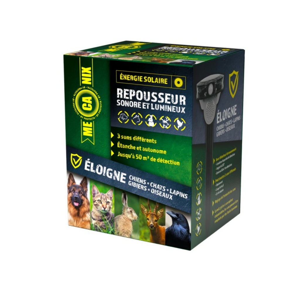 Répulsif sonore et lumineux solaire - anti-pigeons, sangliers, chats, oiseaux etc