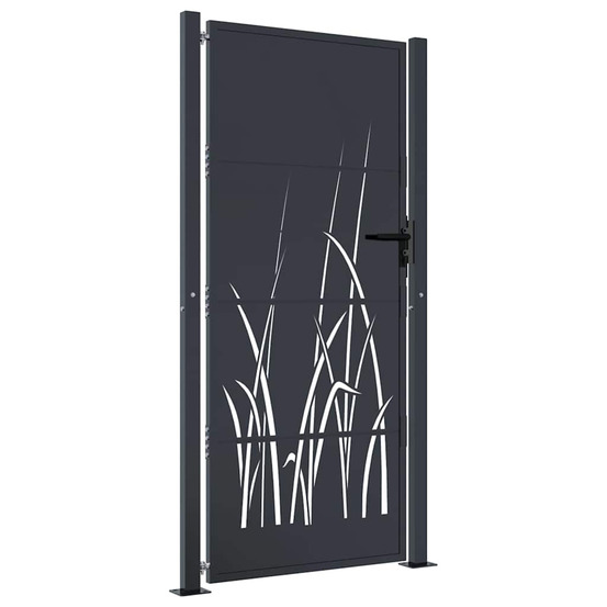 Portail de jardin anthracite 100x175 cm acier design herbe