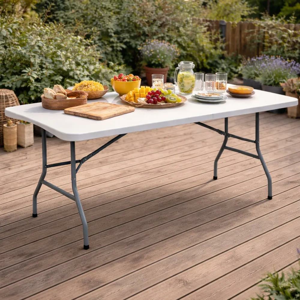 Table pliante en résine 8 couverts 180x70x74cm pieds métal
