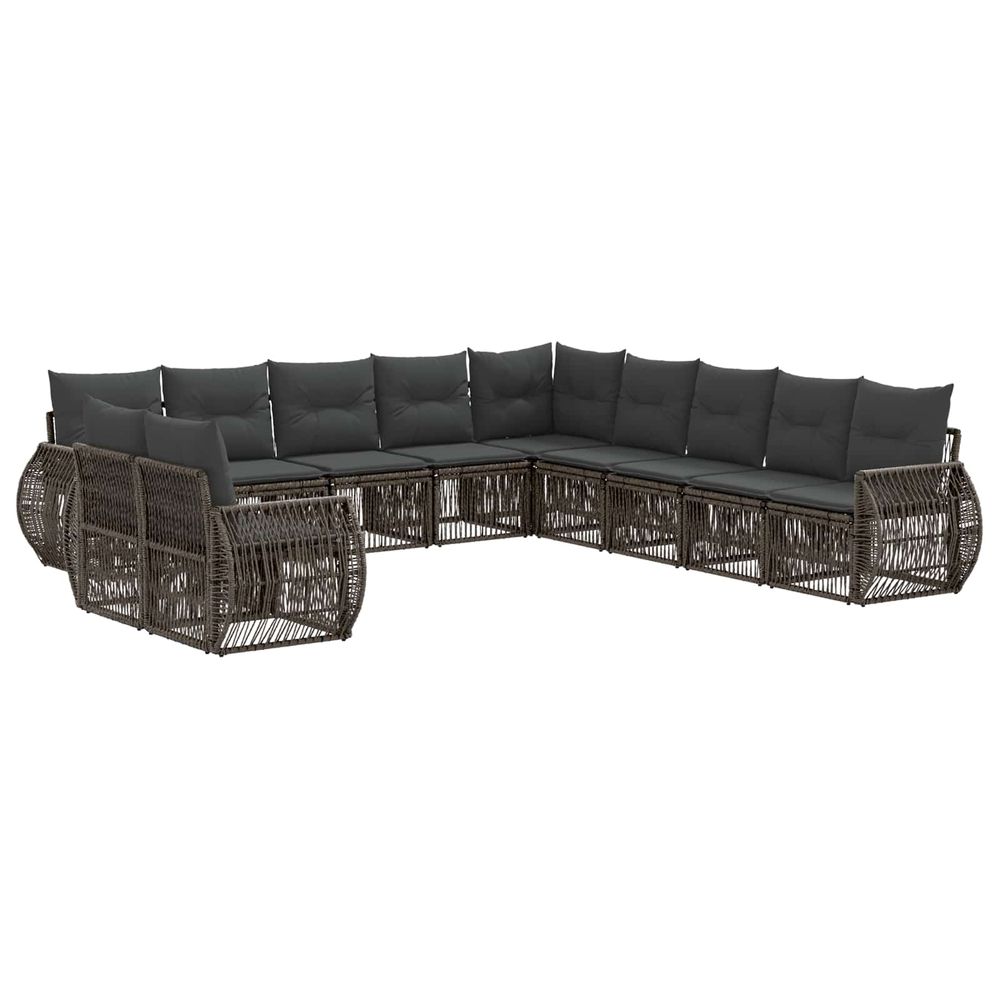 Ensemble de canapé de jardin 11 pc gris et gris foncé polyrotin