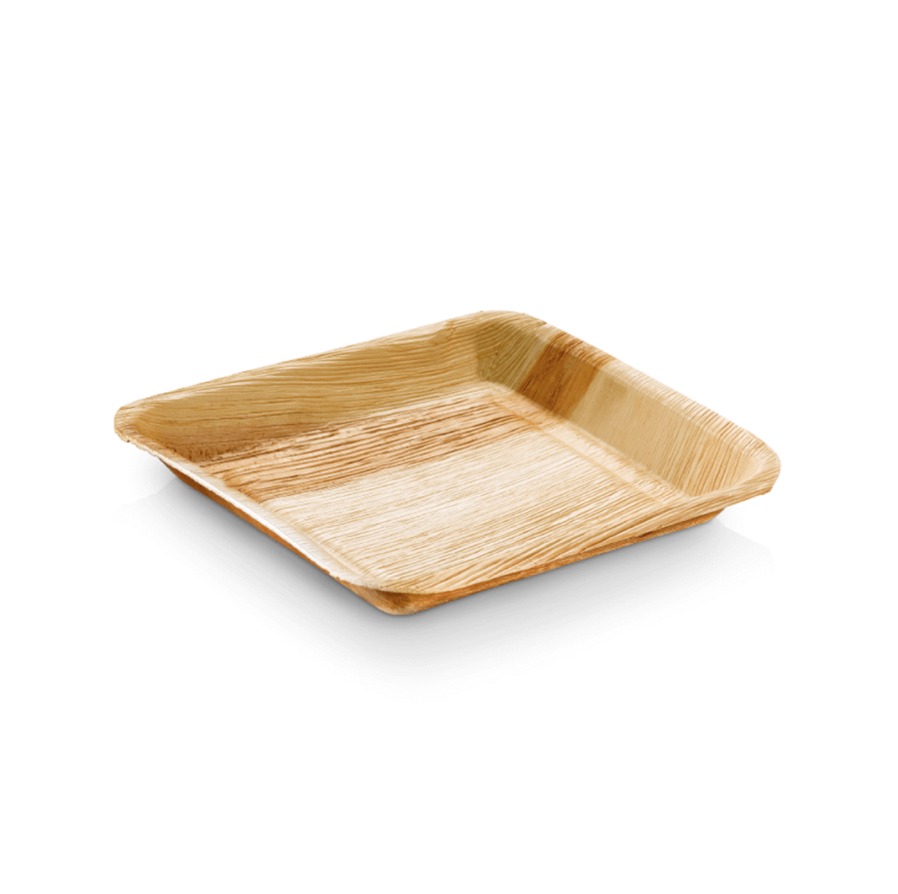 Assiettes jetables en palmier - lot de 25 - 17 x 17 cm