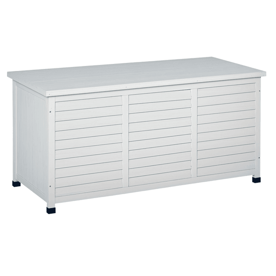 Coffre de rangement en bois de sapin pour jardin avec base surélevée 127x56x60cm blanc - comfortxl outdoor living