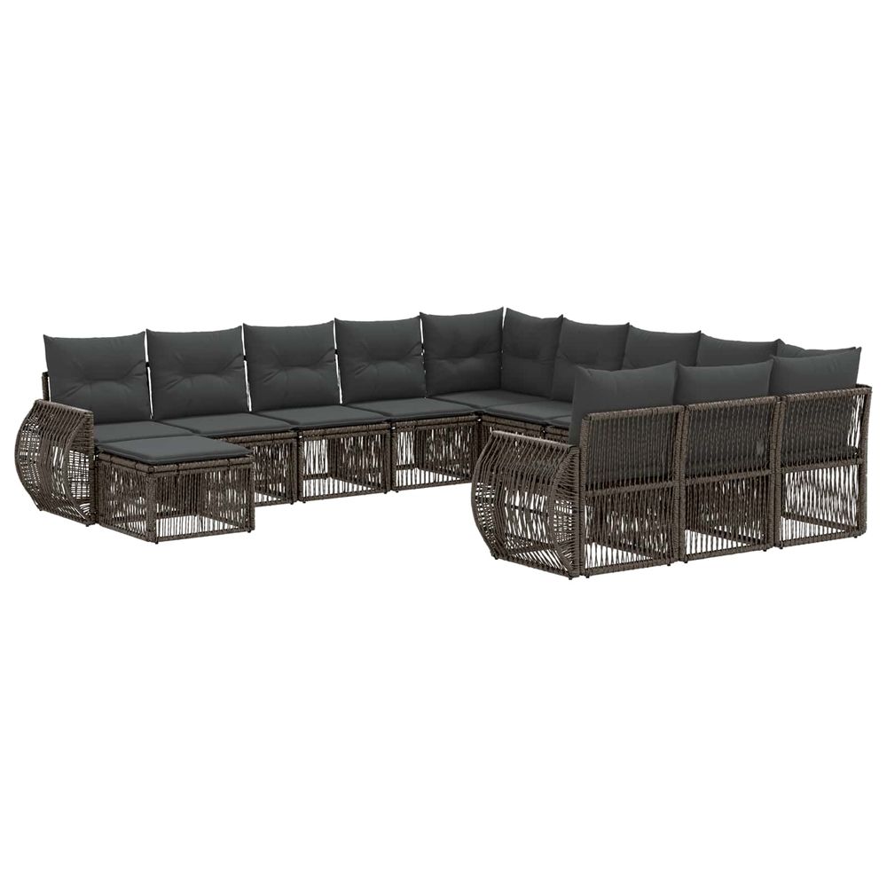 Ensemble de canapé de jardin 12 pc gris polyrotin