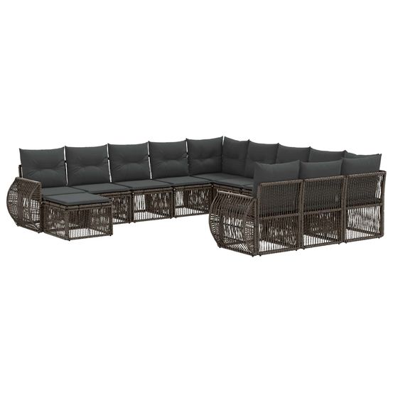 Ensemble de canapé de jardin 12 pc gris polyrotin