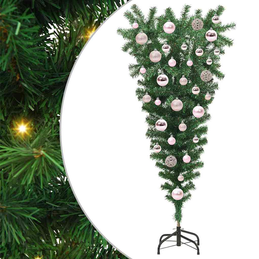 Arbre de noël artificiel pré-éclairé à l'envers avec ensemble de boules