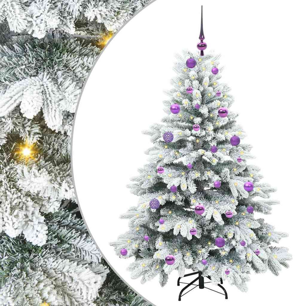 Sapin de noël artificiel avec 150 led blanc 150 cm pe et pvc