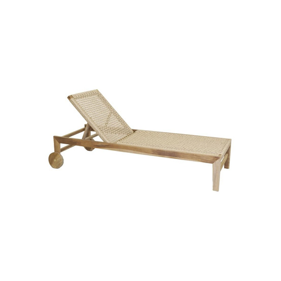 Chaise bain de soleil en teck et cannage synthétique baia droit