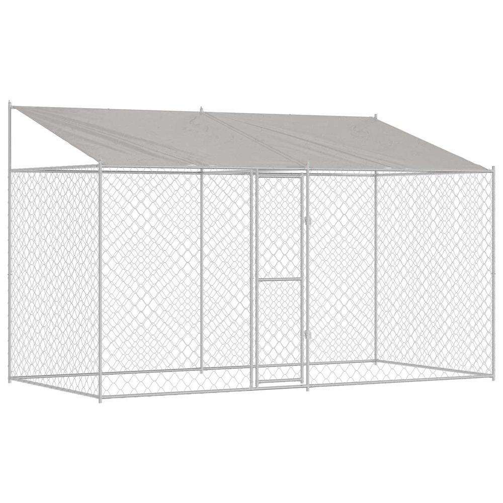 Cage pour chien avec toit argenté 400 x 200 x 256 cm