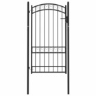 Portail de clôture avec dessus arqué acier 100x175 cm noir