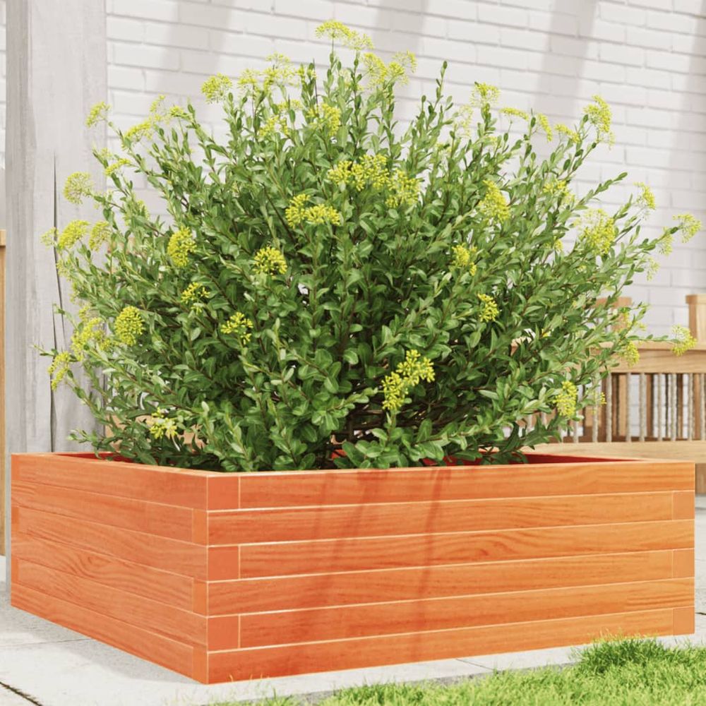 Jardinière carrée pin massif potager pour jardin cire marron 70x70cm
