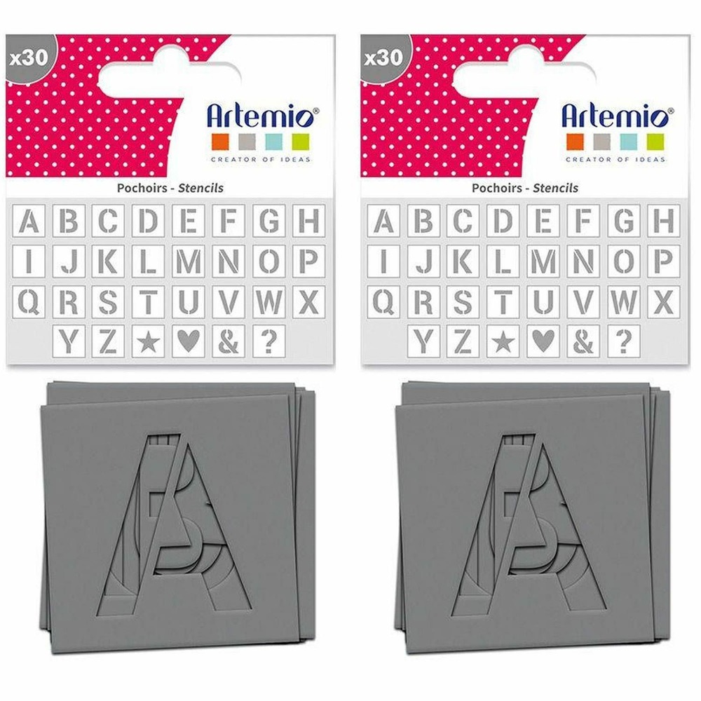 60 pochoirs 6 x 6 cm - alphabet